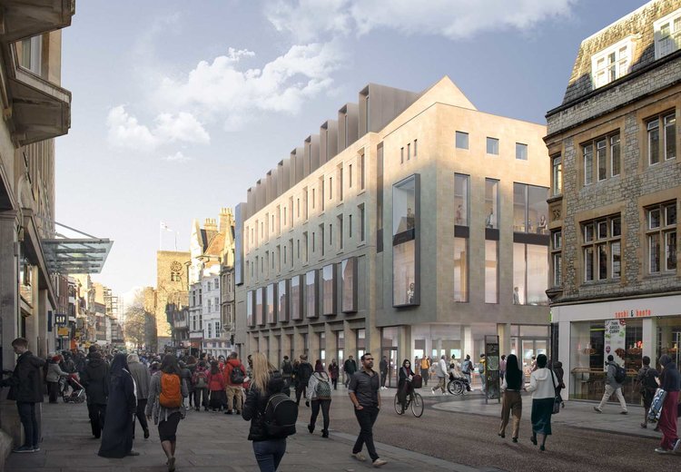 Cornmarket St view of Jesus’s College’s Cheng Yu Tung building – the site of the Northgate Health Centre